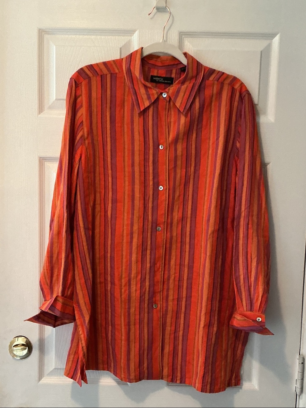 Orange Stripe Women's Button-Up Shirt